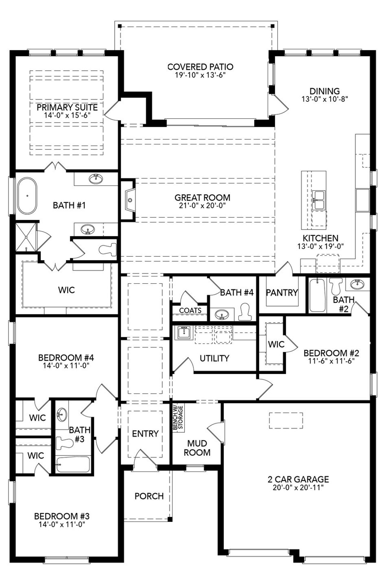 2D floor plan layout of this home in Rio Vista at Kelly Ranch, Aledo, TX (Image 2).