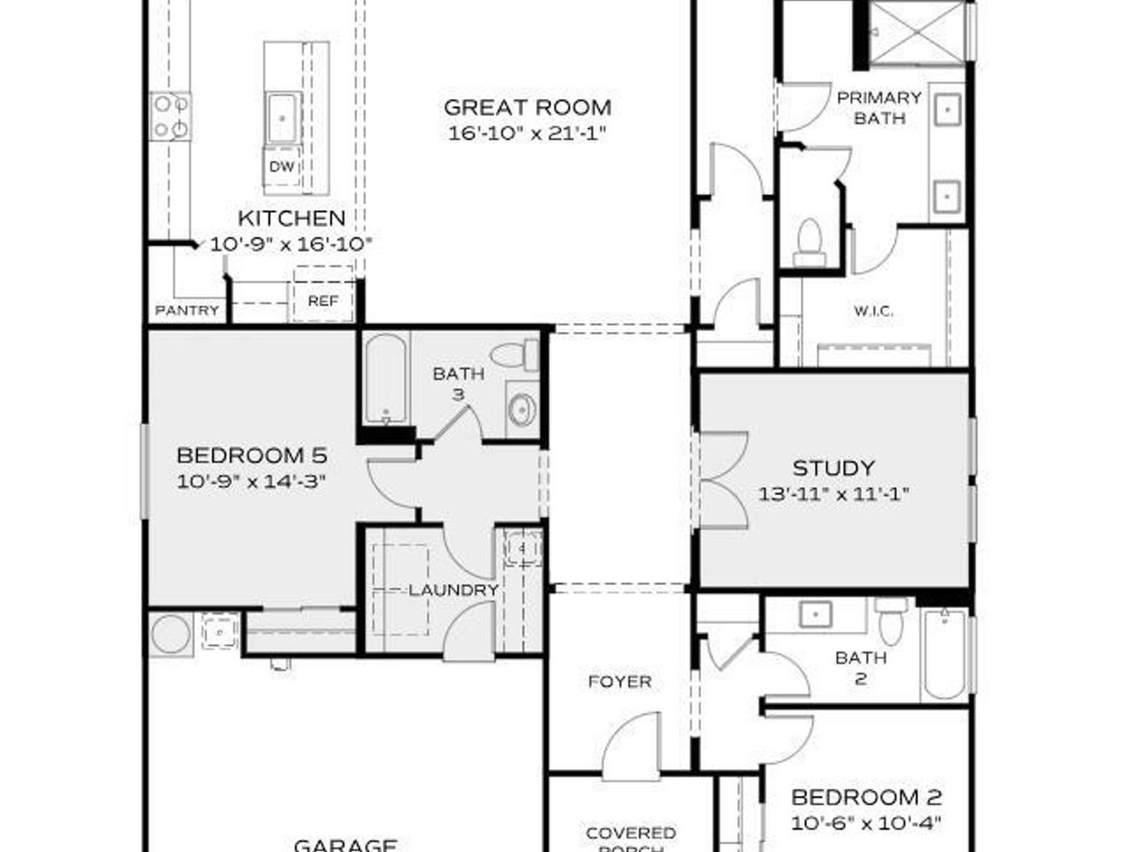 2D floor plan layout of this home in South Ranch Western Collection, Prescott, AZ (Image 2).