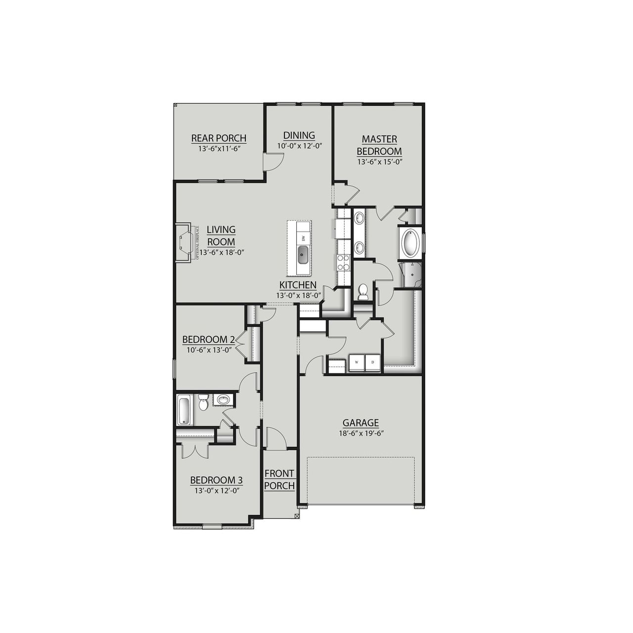 2D floor plan layout for the Trinity IV H by DSLD Homes in Eagle Pointe, Pensacola, FL (Image 2).