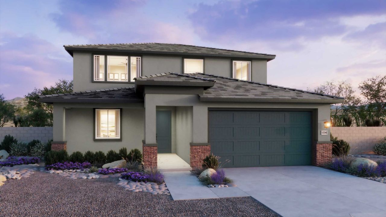 Representative exterior photo of a completed home built from the 4004 by Risewell Homes in Bella Vista Farms, San Tan Valley, AZ (Image 2).