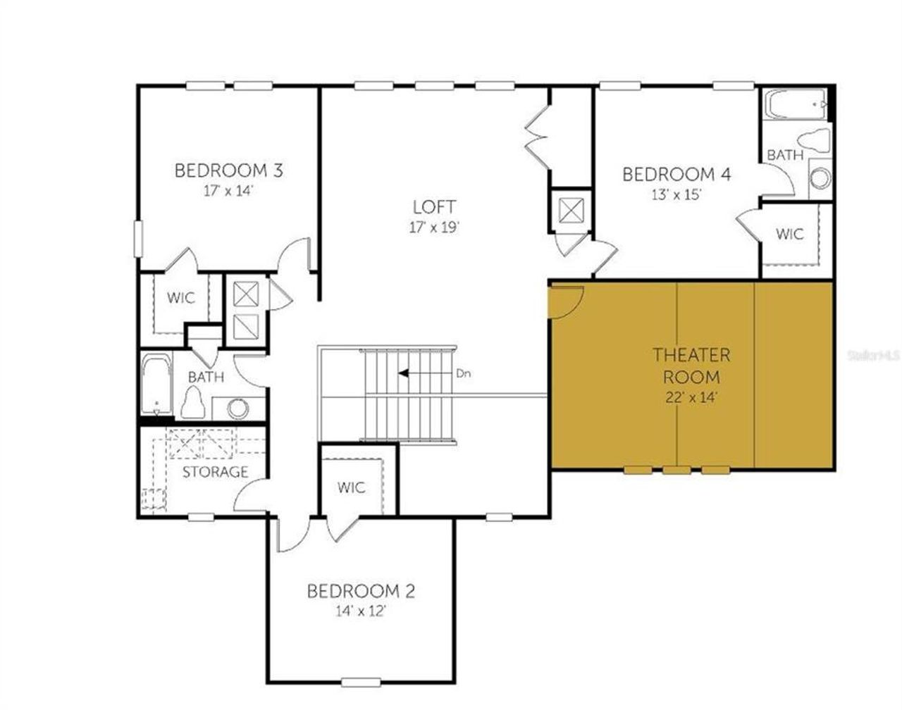 2D floor plan layout of this home in Palms at Windermere, Windermere, FL (Image 2).
