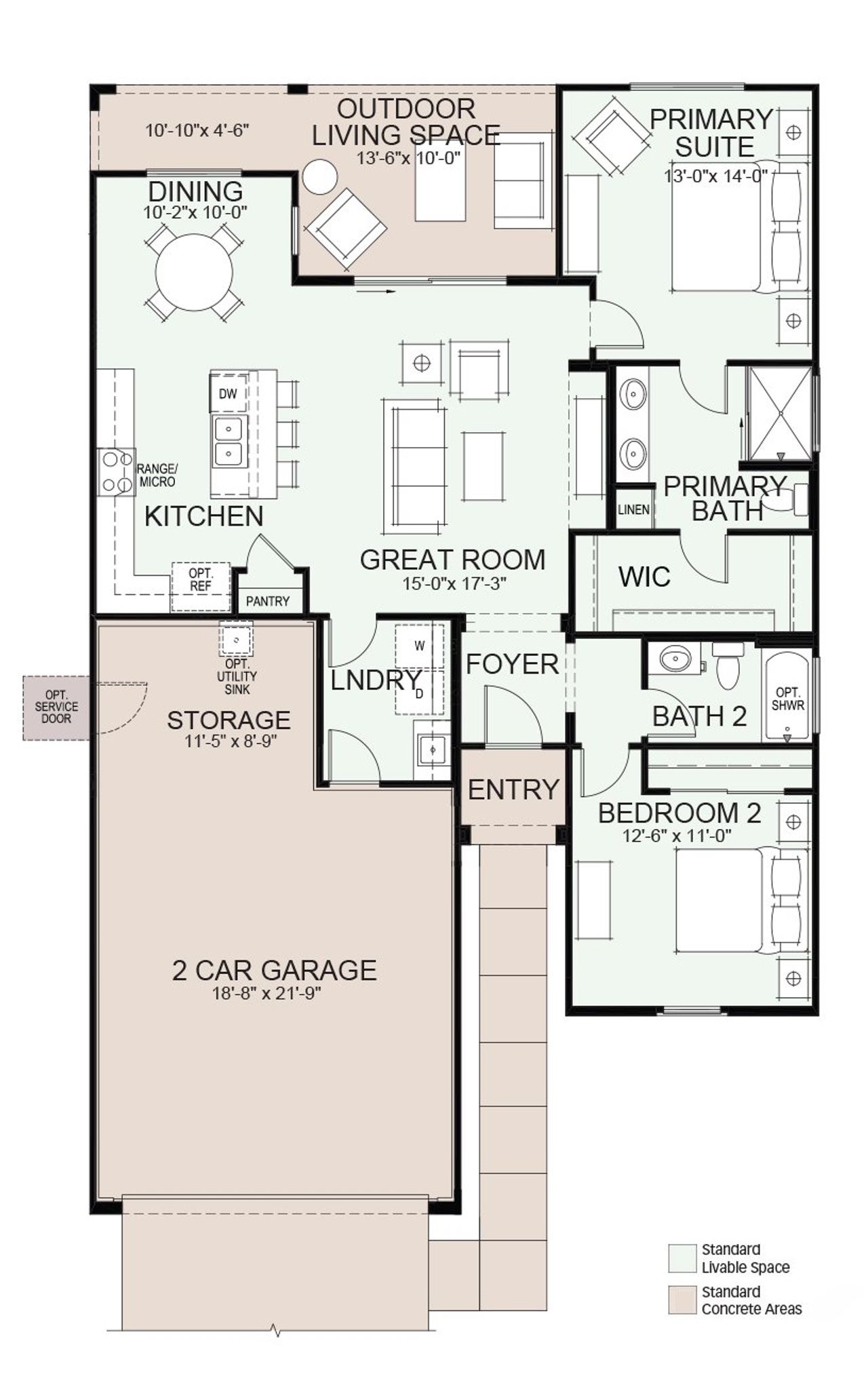 2D floor plan layout for the Blossom by Robson Resort Communities in Robson Ranch Arizona, Eloy, AZ (Image 2).