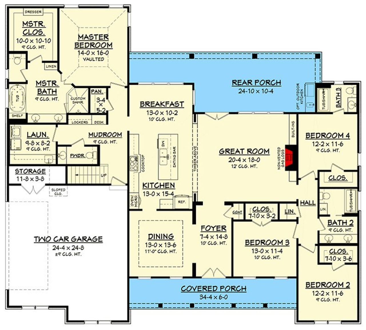 2D floor plan layout for the The Primrose by Remington Custom Homes in Rancho Ladera, Aledo, TX (Image 2).