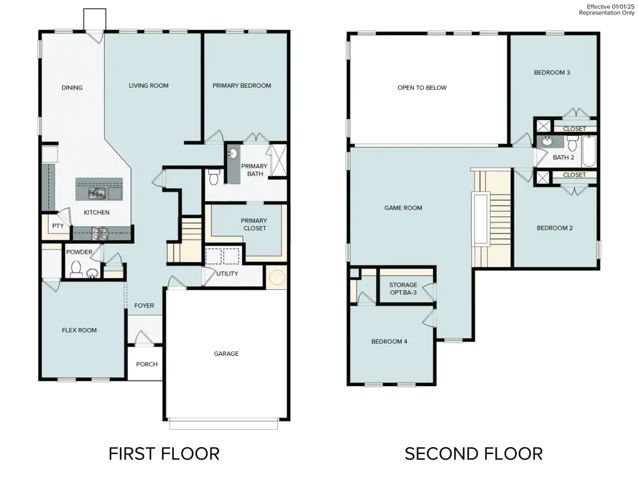 2D floor plan layout of this home in Edgebrooke, Pflugerville, TX (Image 2).
