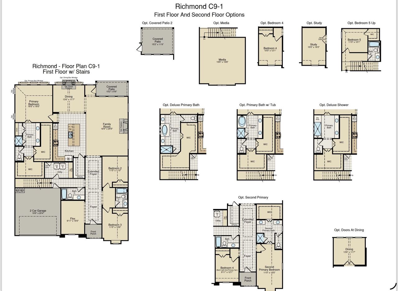 2D floor plan layout of this home in Redden Farms - Phase 1, Midlothian, TX (Image 2).