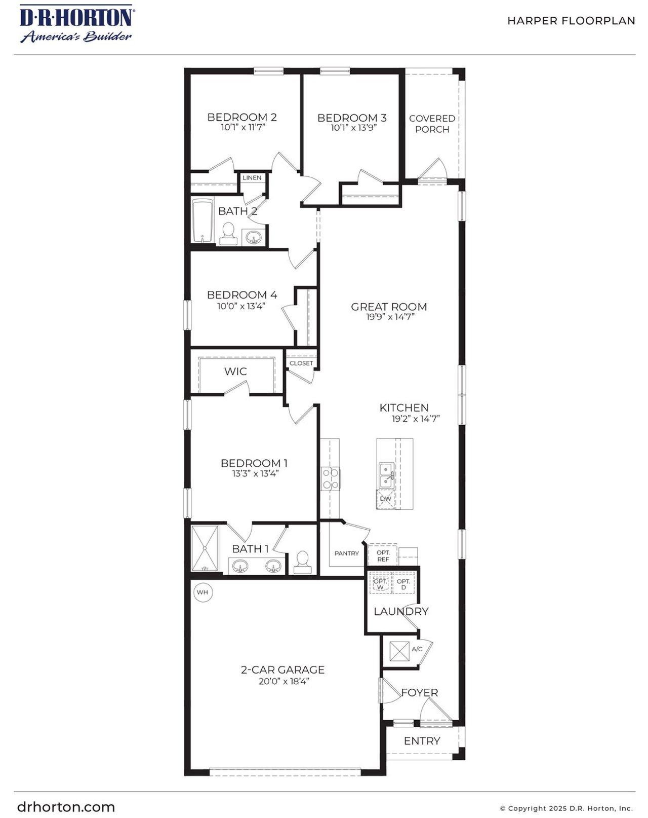 2D floor plan layout of this home in Cypress Bay West, Palm Bay, FL (Image 2).
