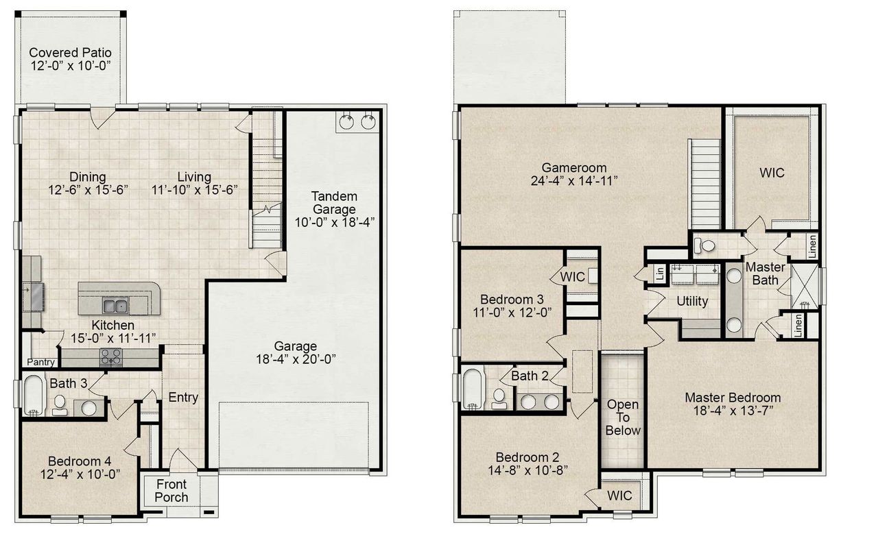 2D floor plan layout for the Palo Alto A by CAVENDER HOMES in Morning Ridge, Princeton, TX (Image 2).