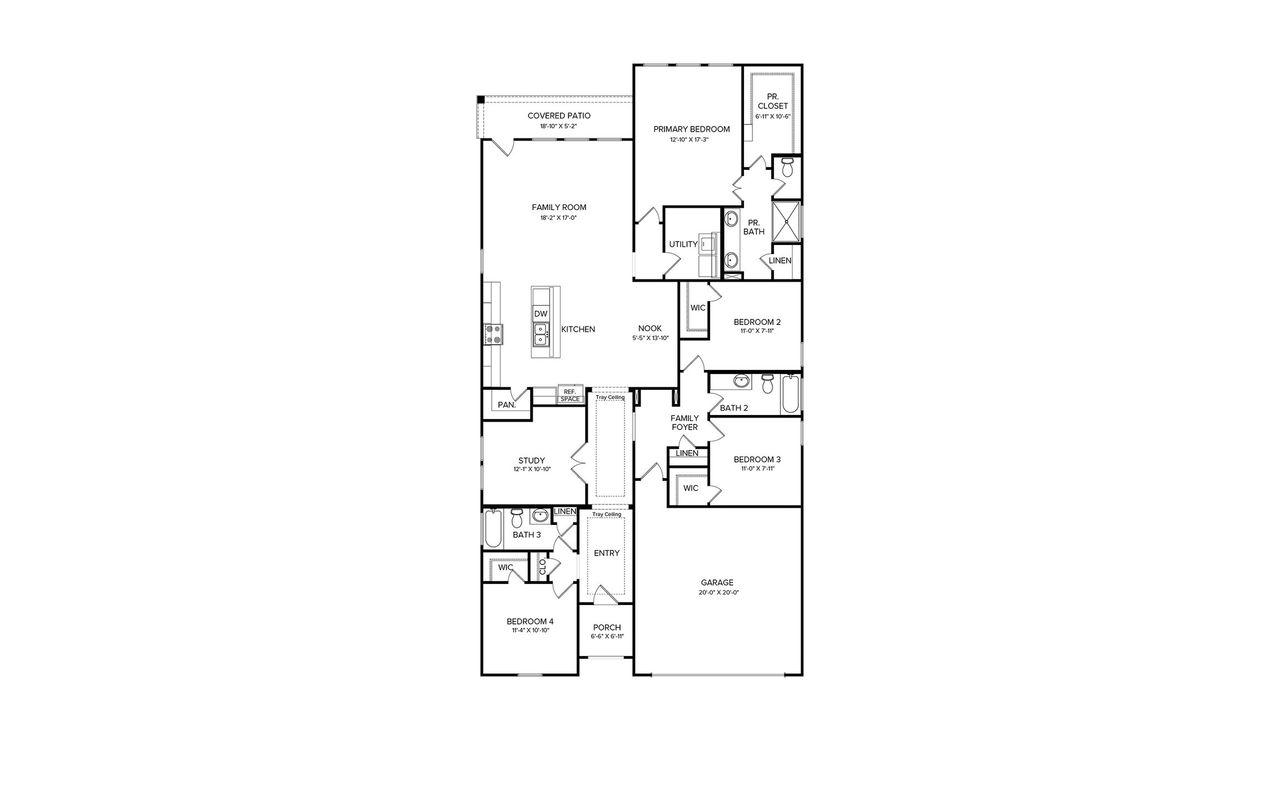 2D floor plan layout of this home in Sunterra, Katy, TX (Image 2).