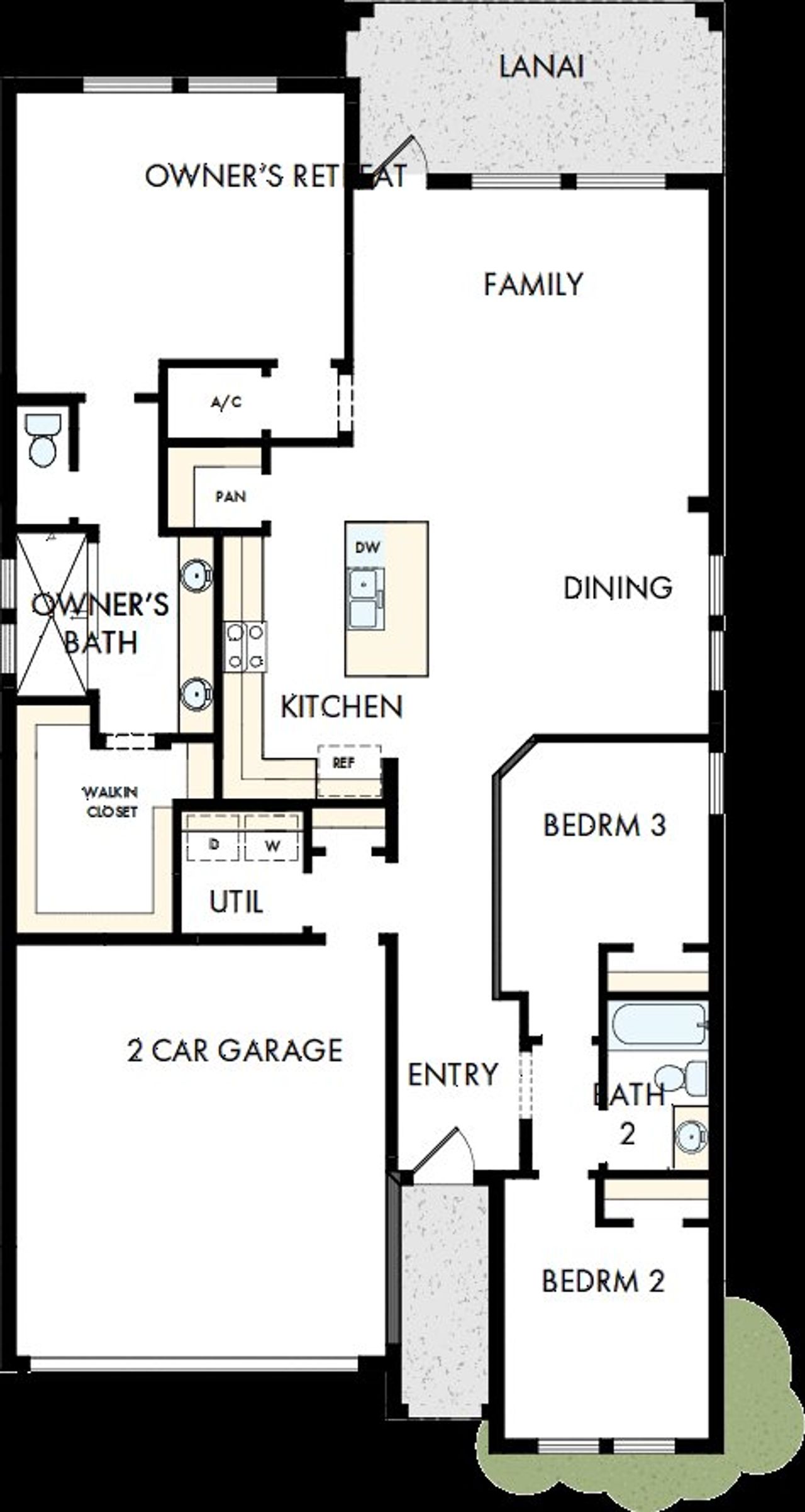 2D floor plan layout of this home in Waterset Tradition Series, Apollo Beach, FL (Image 2).