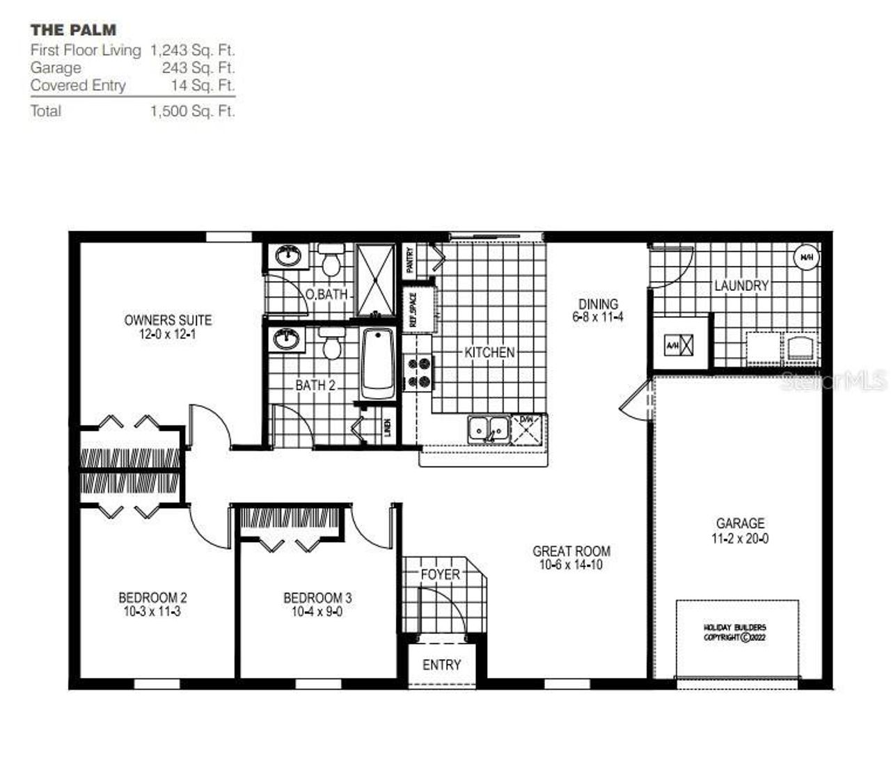 2D floor plan layout of this home in Flagler Estates, Hastings, FL (Image 2).