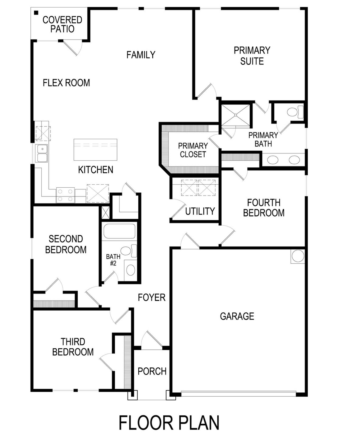 2D floor plan layout for the Madison Select F by First Texas Homes in Llano Springs, Fort Worth, TX (Image 2).