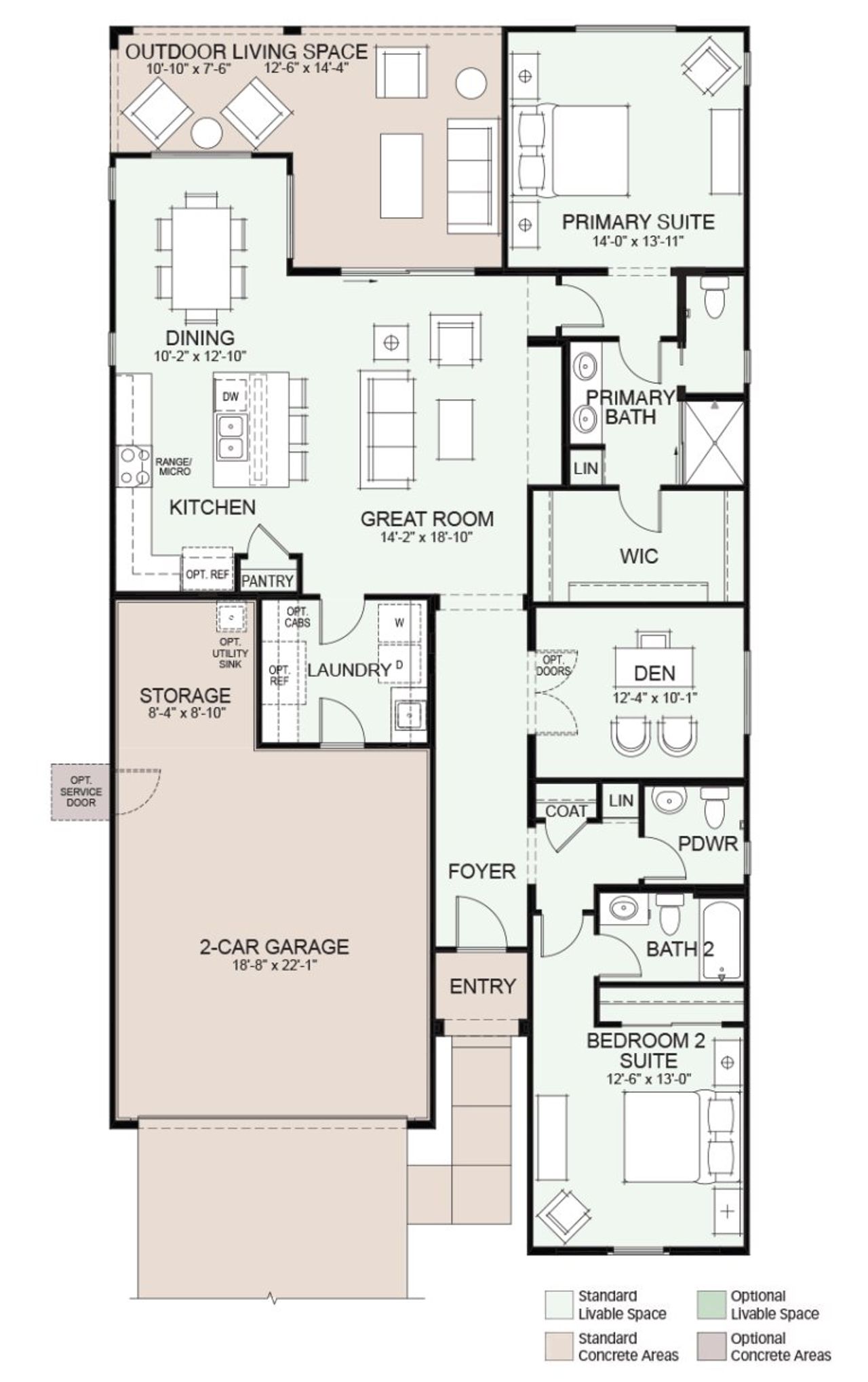 2D floor plan layout of this home in Robson Ranch Arizona, Eloy, AZ (Image 2).