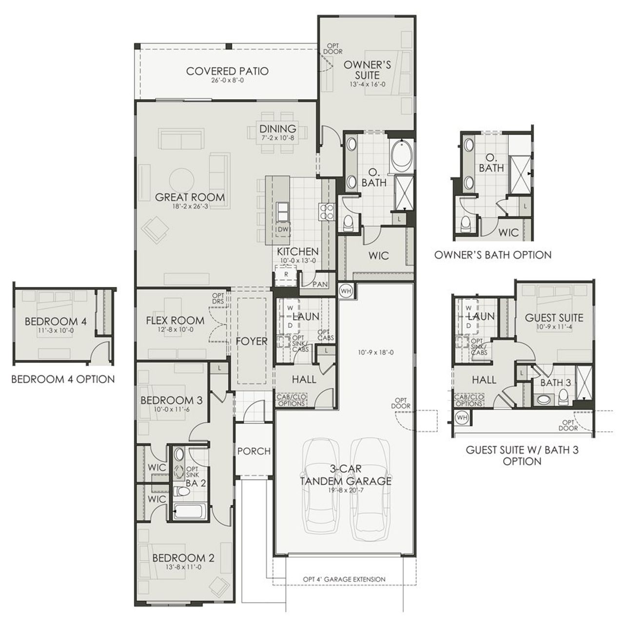 2D floor plan layout of this home in Windrose V, Waddell, AZ (Image 2).