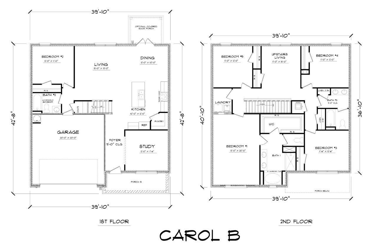 2D floor plan layout of this home in Fallschase, Tallahassee, FL (Image 2).