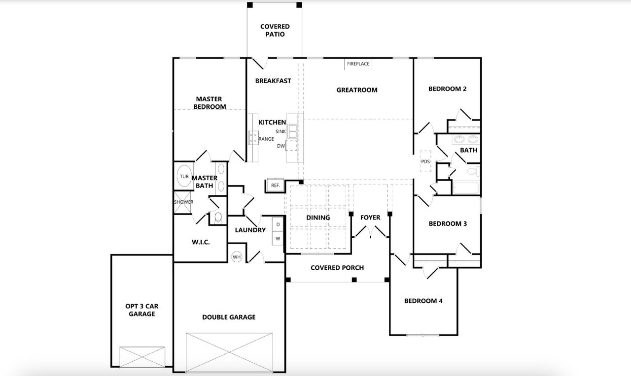 2D floor plan layout for the The Harper by Expo Homes in Franklin Estates, Monroe, GA (Image 2).