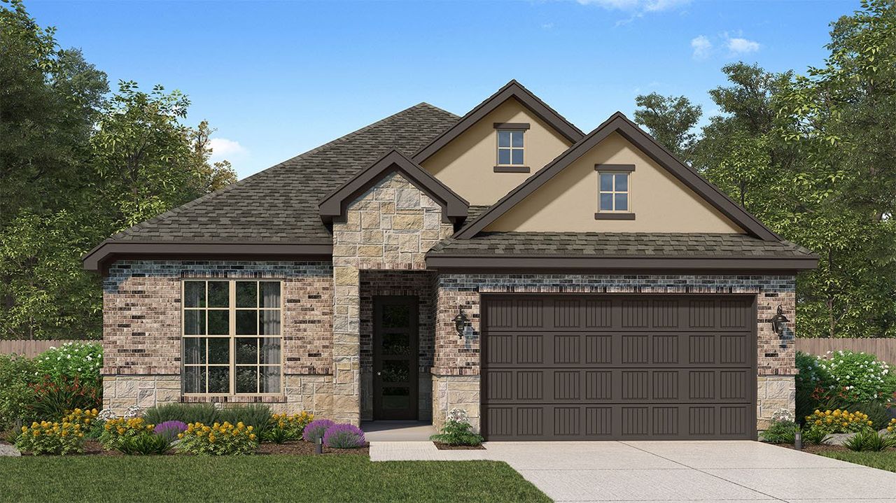 Representative exterior photo of a completed home built from the Avery by New Home Co. in 6 Creeks, Kyle, TX (Image 2).