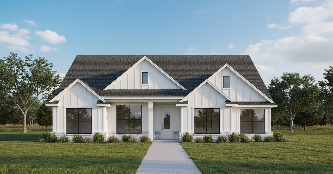 Representative exterior photo of a completed home built from the The Pansie by Kenmark Homes in Stagecoach Crossing, Bridgeport, TX (Image 2).