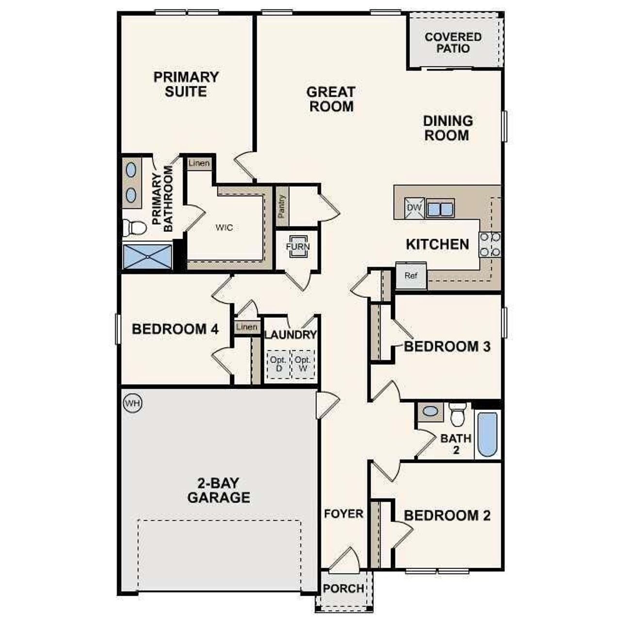 2D floor plan layout of this home in Peachtree Estates, Chatsworth, GA (Image 2).