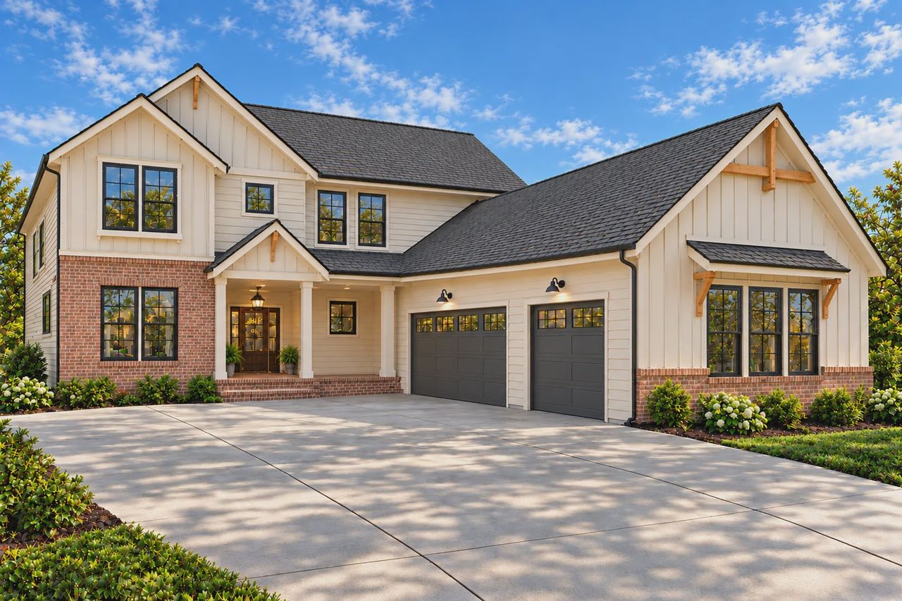 Front exterior of a new home in The Tate Reserve, Springfield, TN, highlighting curb appeal (Image 2).