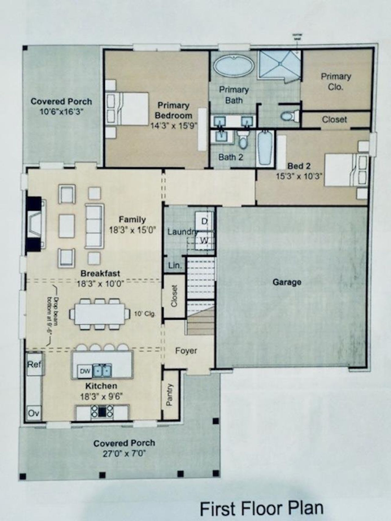 2D floor plan layout of this home in White Oak, Arlington, TN (Image 2).