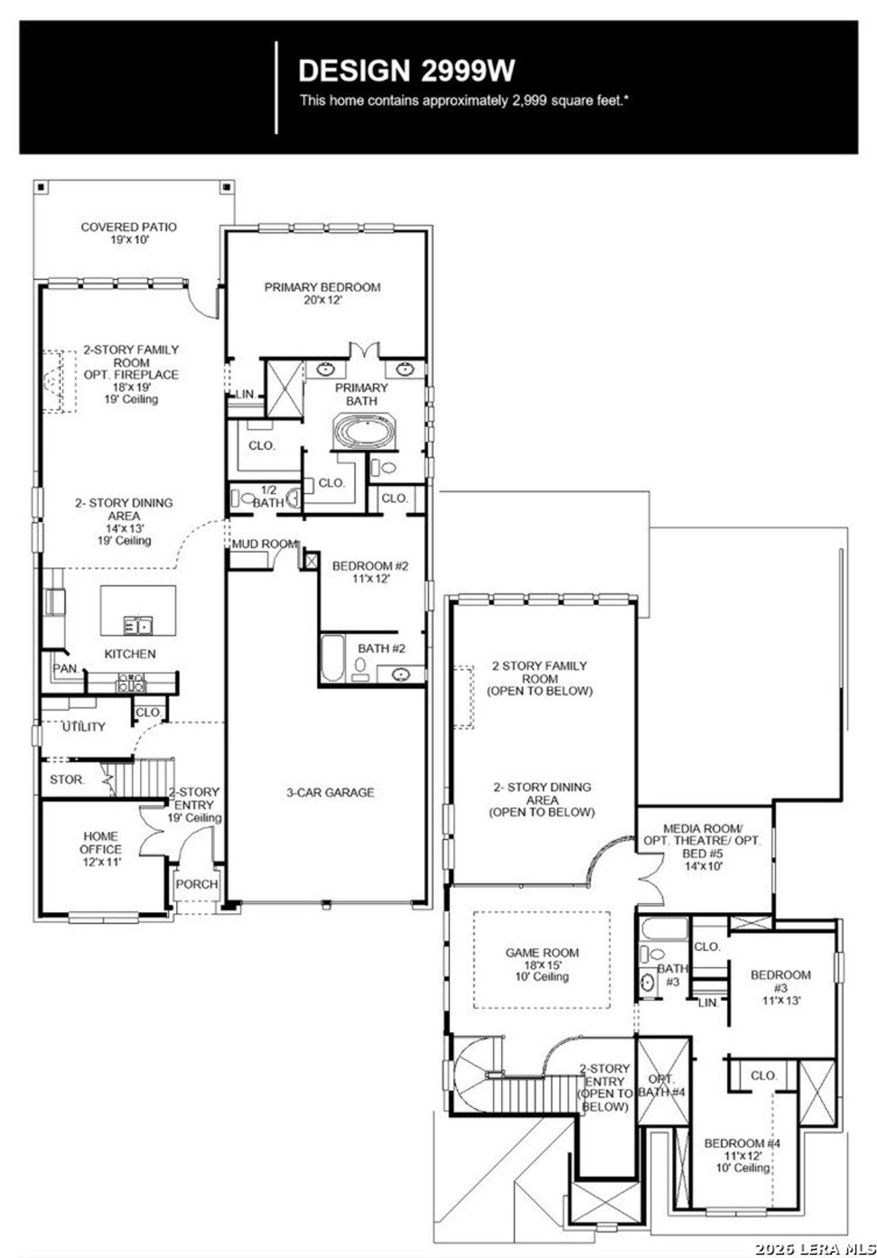 2D floor plan layout of this home in The Parklands, Schertz, TX (Image 2).