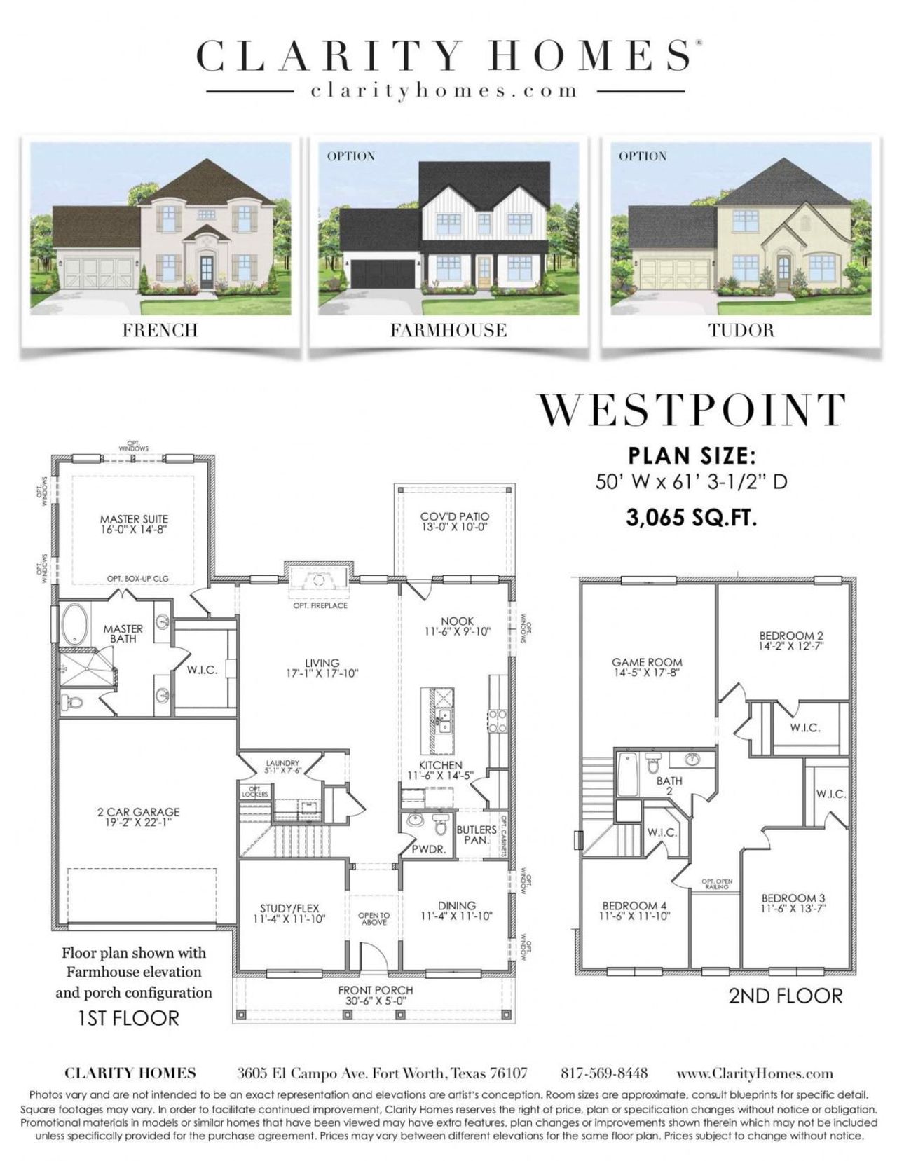 2D floor plan layout for the Westpoint by Clarity Homes in The Lakes At Park Of Aledo, Aledo, TX (Image 2). 2D floor plan layout for the Westpoint by Clarity Homes in The Lakes At Park Of Aledo, Aledo, TX (Image 2).