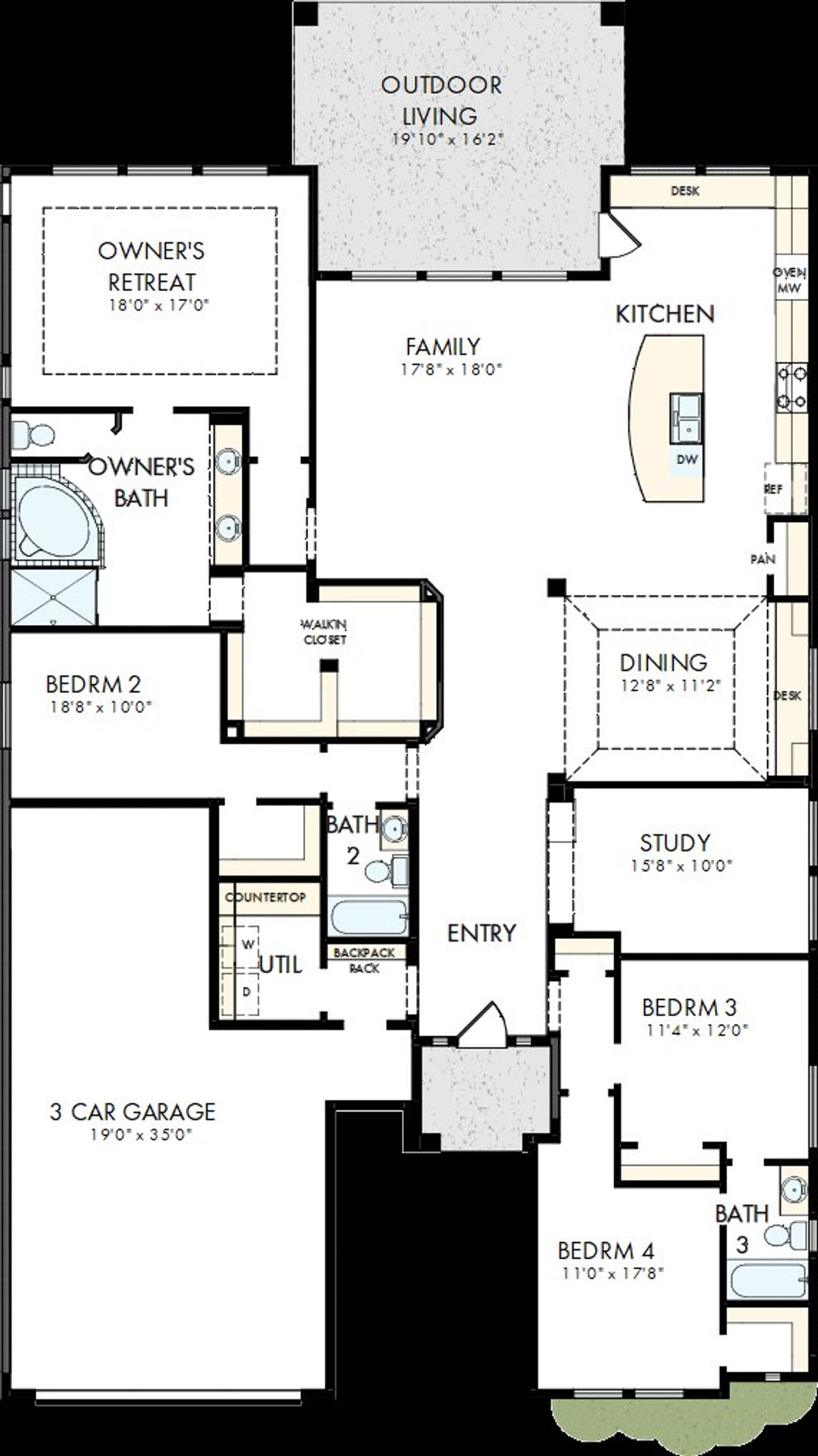 2D floor plan layout of this home in La Cima, San Marcos, TX (Image 2).