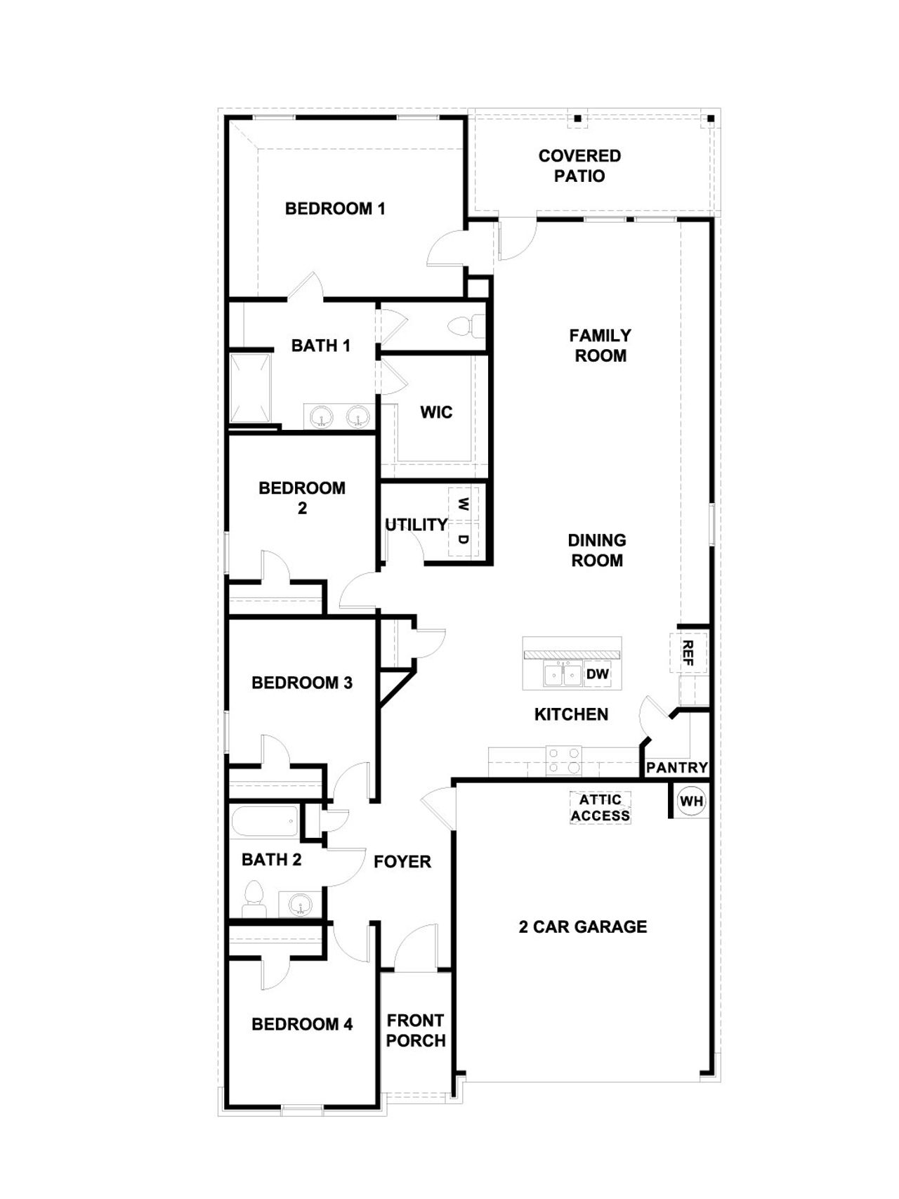 2D floor plan layout of this home in Briarwood, Elgin, TX (Image 2).