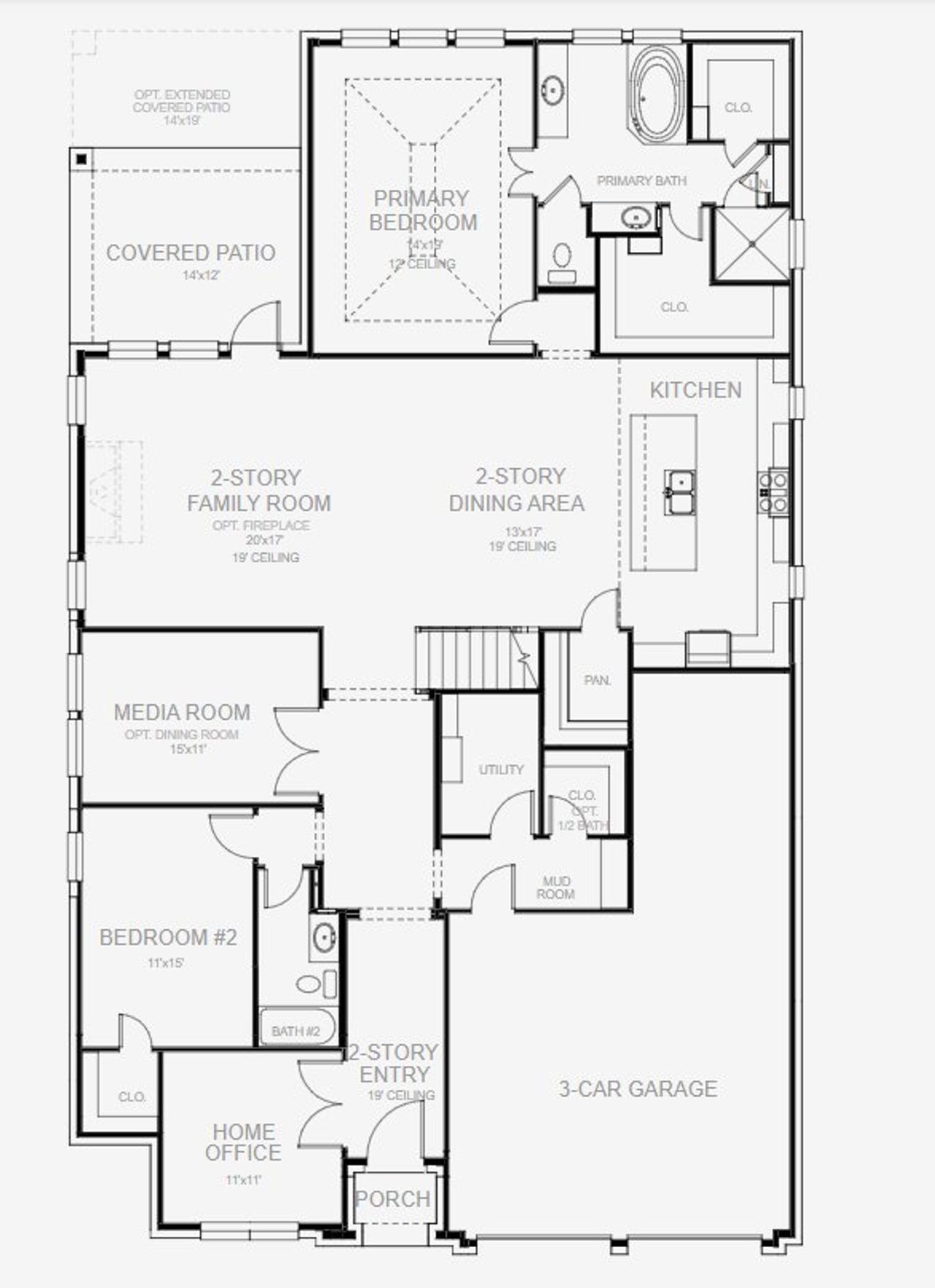 Image 2 representing the 3397W by Perry Homes in Wolf Ranch 56', Georgetown, TX.