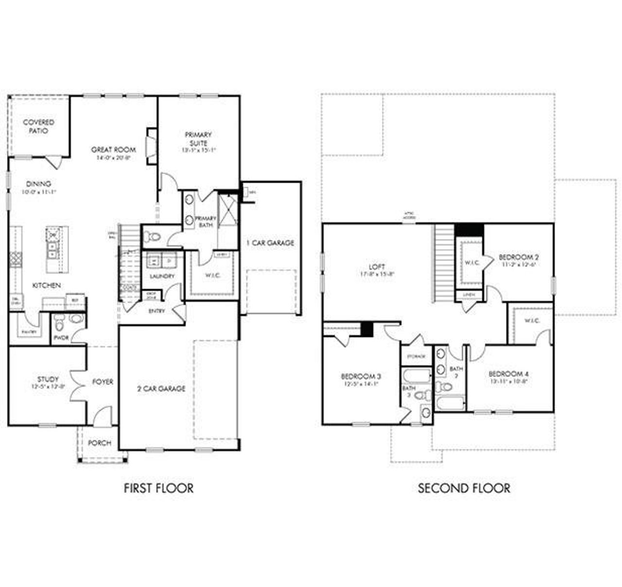 2D floor plan layout of this home in River Pointe, Monroe, GA (Image 2).