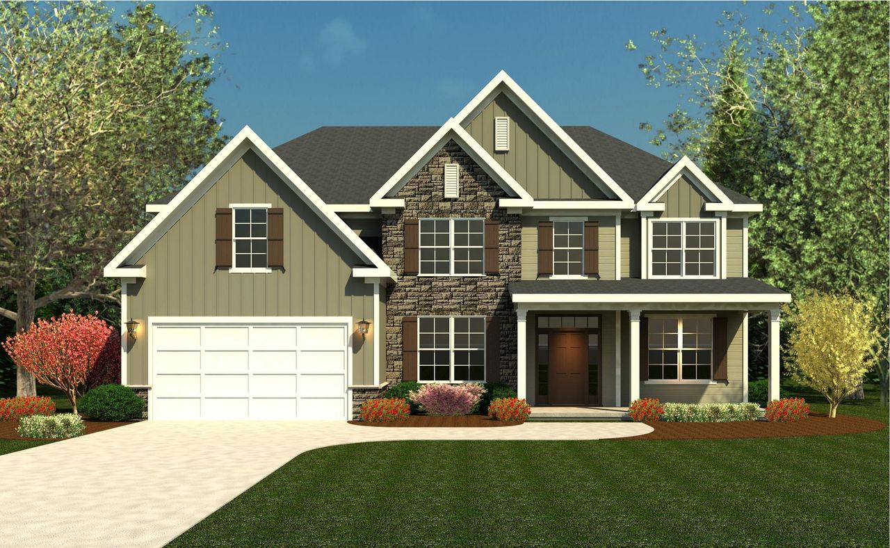 Front exterior of a new home in Tillery Park, Grovetown, GA, highlighting curb appeal (Image 2). Front exterior of a new home in Tillery Park, Grovetown, GA, highlighting curb appeal (Image 2).