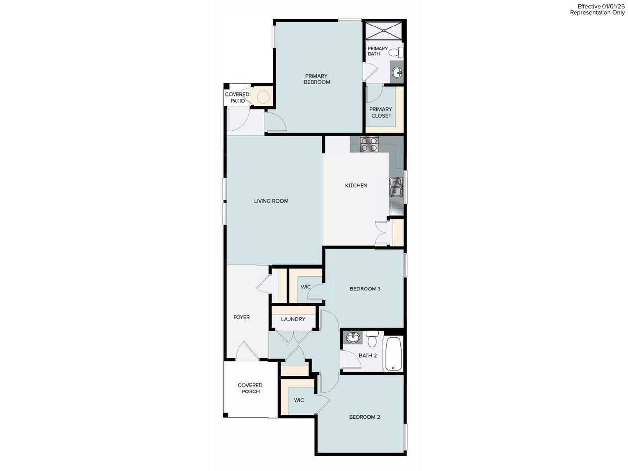 2D floor plan layout of this home in Harvest Ridge, Elgin, TX (Image 2).