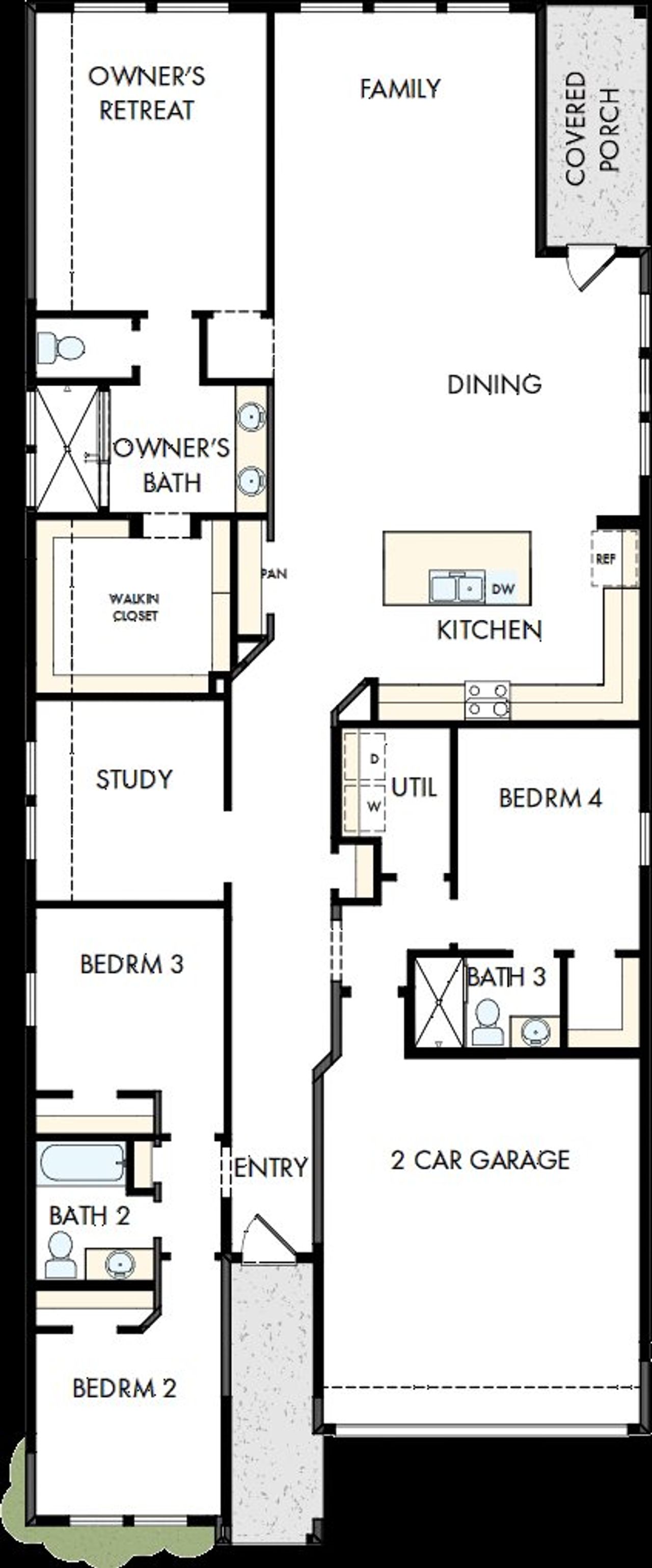 2D floor plan layout of this home in Jordan Ranch 45' Homesites, Fulshear, TX (Image 2).