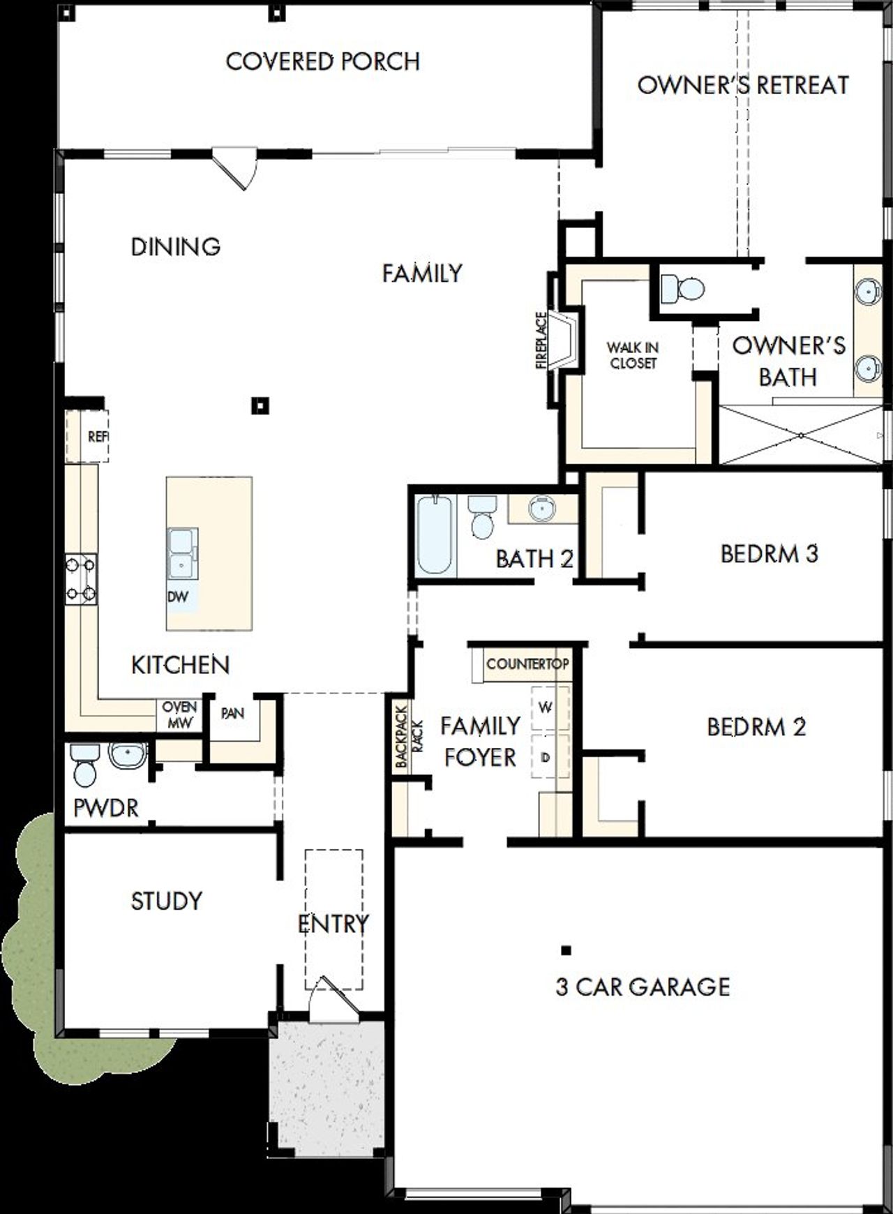 2D floor plan layout of this home in Goodland – Manor Series, Grand Prairie, TX (Image 2).