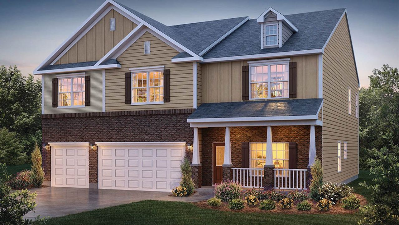 Representative exterior photo of a completed home built from the GEORGETOWN by D.R. Horton in Cedar Oaks, Greensboro, NC (Image 2). Representative exterior photo of a completed home built from the GEORGETOWN by D.R. Horton in Cedar Oaks, Greensboro, NC (Image 2).