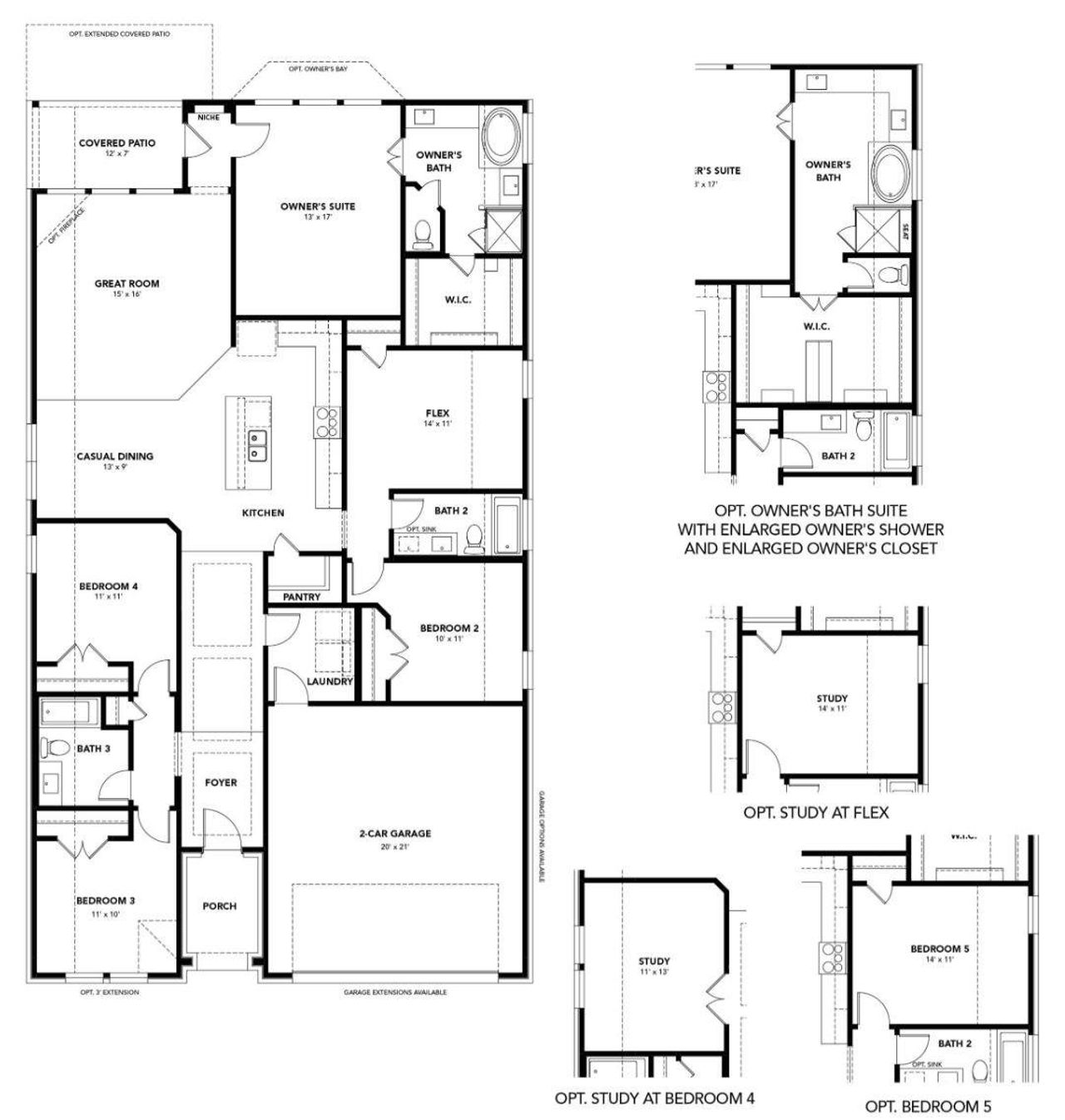 2D floor plan layout of this home in Preserve at Lakeside Meadows, Pflugerville, TX (Image 2).