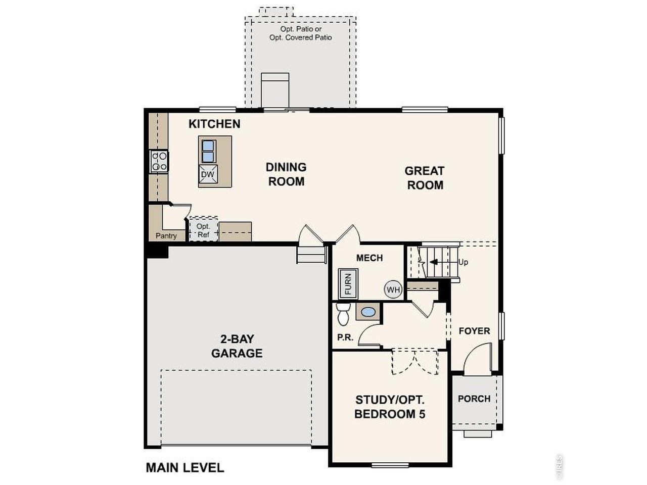 2D floor plan layout of this home in The Overlook at Johnstown Farms, Johnstown, CO (Image 2).