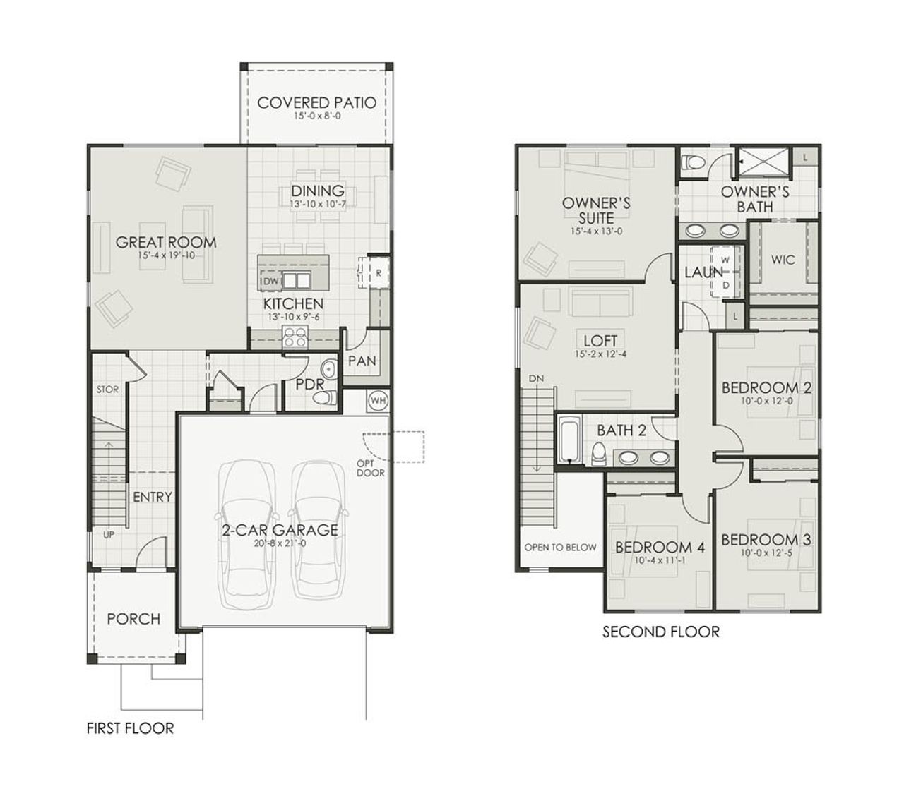 2D floor plan layout of this home in Beacon Hill at Marley Park, Surprise, AZ (Image 2).