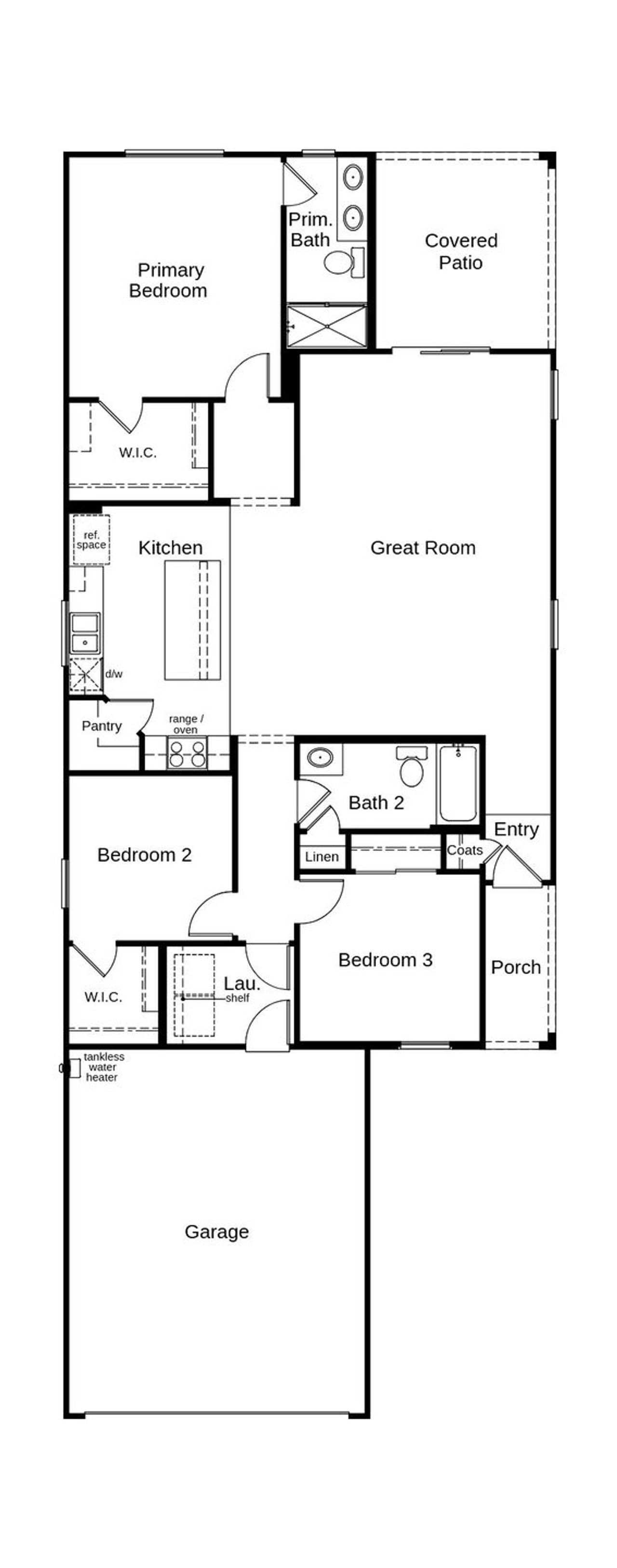 2D floor plan layout of this home in Mandarina Reserve, Marana, AZ (Image 2).