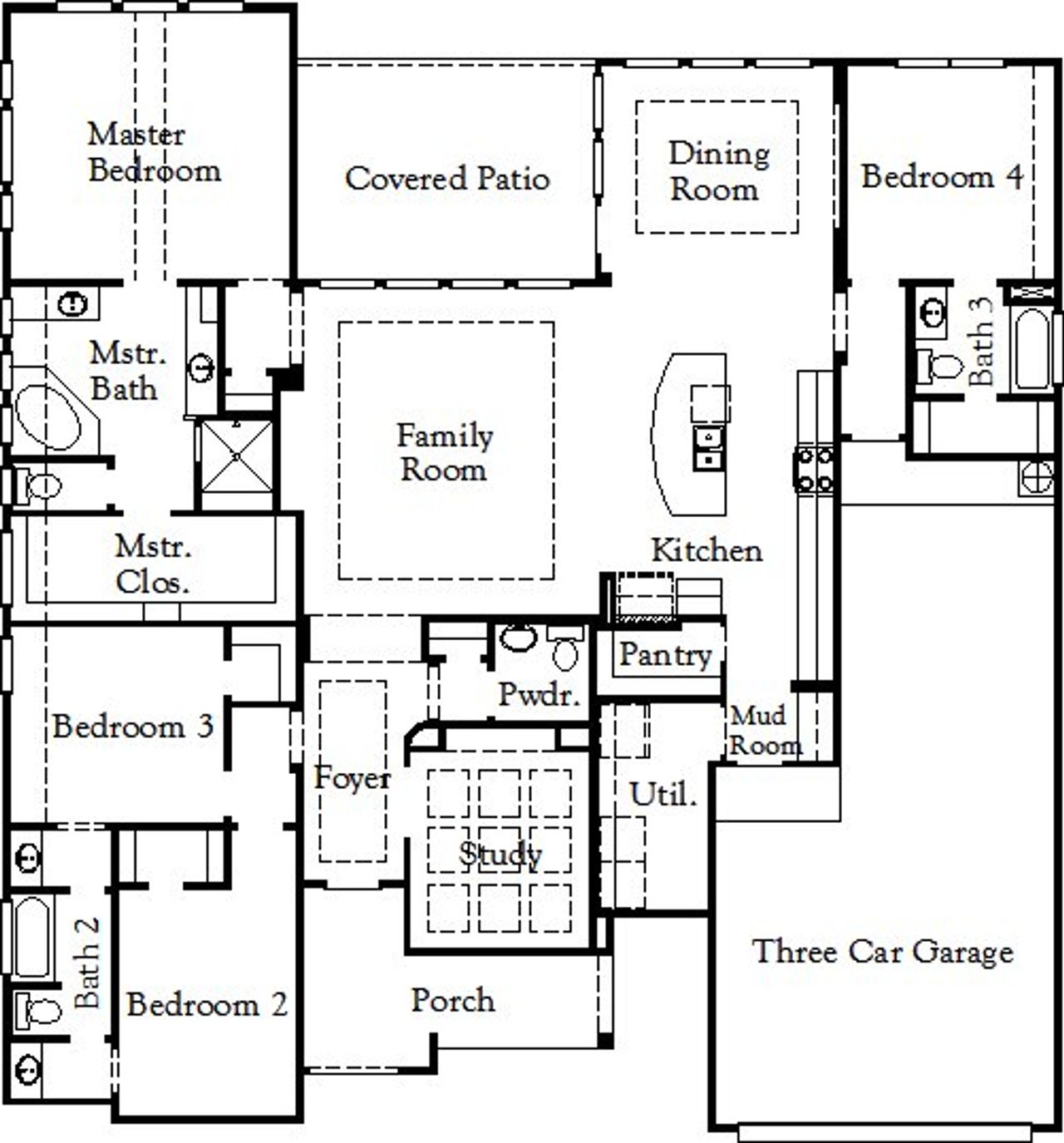 2D floor plan layout of this home in Megan's Landing, Castroville, TX (Image 2).