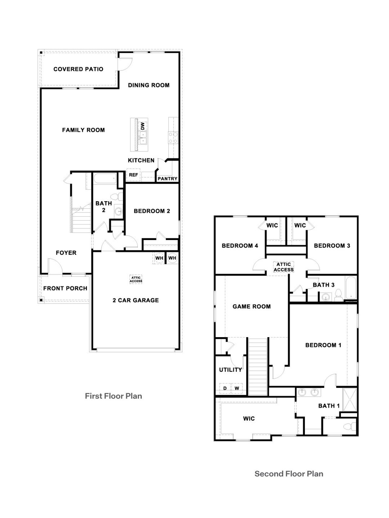 2D floor plan layout of this home in Bar W Ranch, Leander, TX (Image 2).