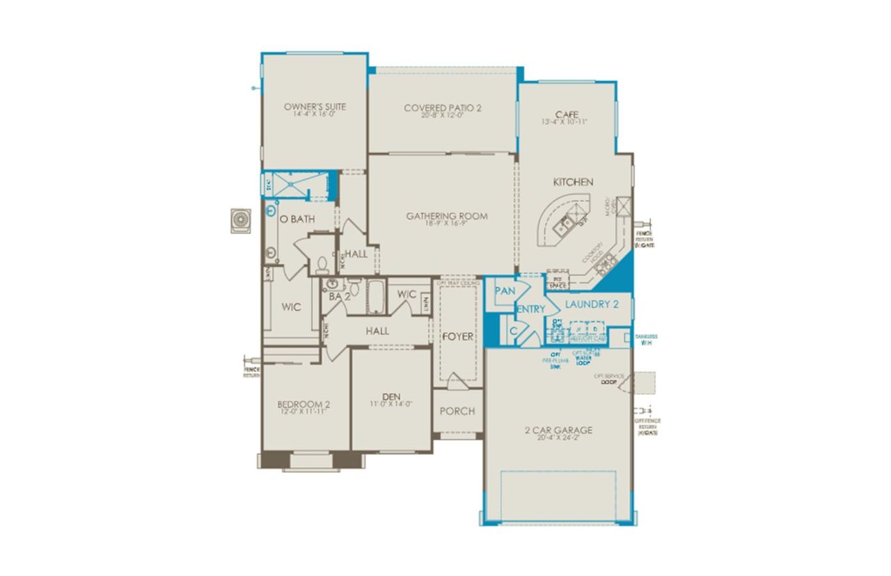 2D floor plan layout of this home in Del Webb at Rocking K, Tucson, AZ (Image 2).