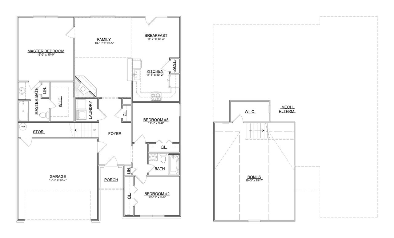 2D floor plan layout for the The Ashford by Smithbilt Homes in Manor in The Foothills, Maryville, TN (Image 2).