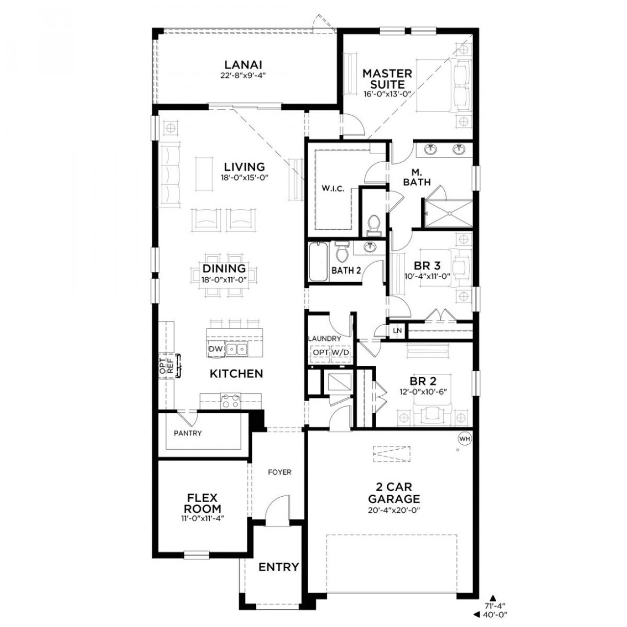 2D floor plan layout for the Majesty by Casa Fresca Homes in Cherrywood Preserve, Ocala, FL (Image 2). 2D floor plan layout for the Majesty by Casa Fresca Homes in Cherrywood Preserve, Ocala, FL (Image 2).