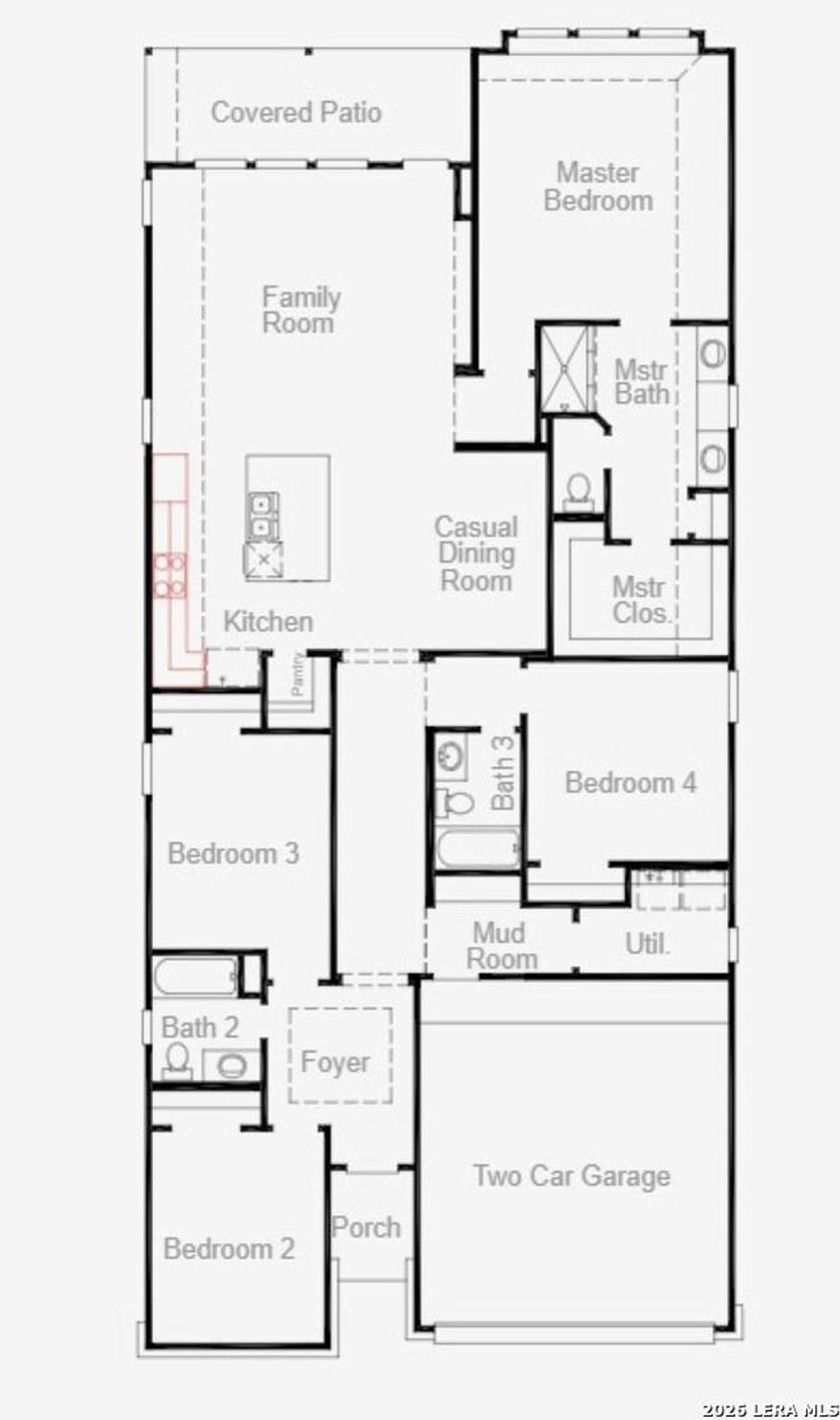 2D floor plan layout of this home in Davis Ranch, San Antonio, TX (Image 2).