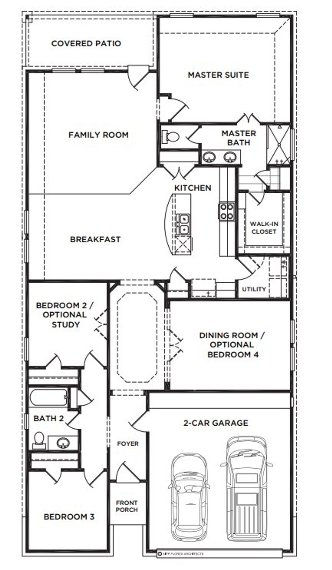 2D floor plan layout for the The Savannah by McKinley Homes in River Ranch Meadows, Dayton, TX (Image 2).