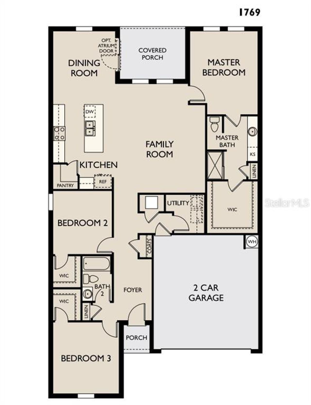 2D floor plan layout of this home in Oakfield Lakes, Parrish, FL (Image 2).