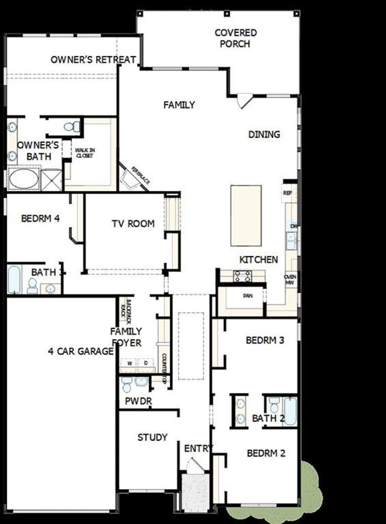 2D floor plan layout of this home in Pecan Square – Classics, Northlake, TX (Image 2).