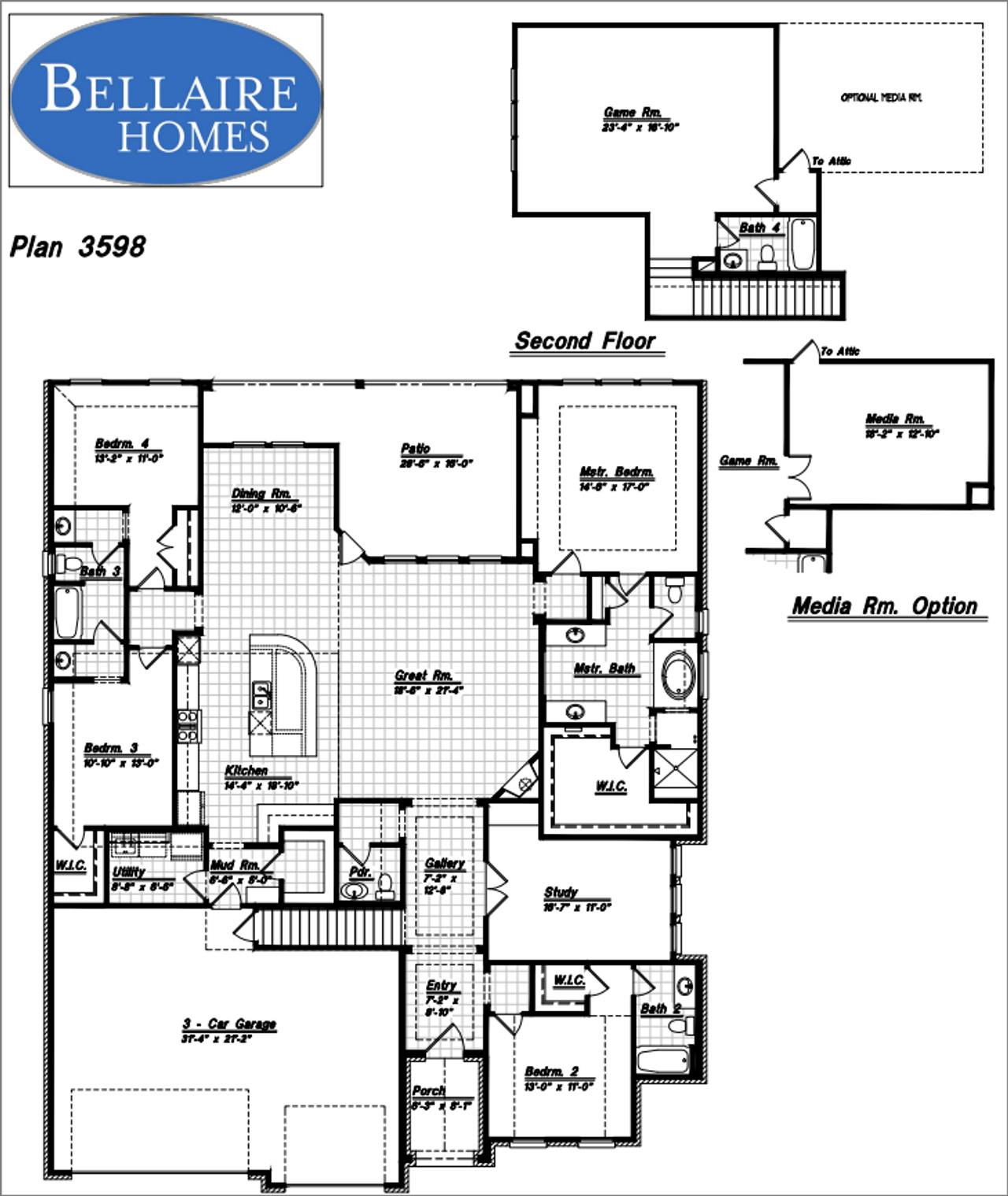 2D floor plan layout for the Barcelona by Bellaire Homes in Elkhorn Ridge, Fair Oaks Ranch, TX (Image 2). 2D floor plan layout for the Barcelona by Bellaire Homes in Elkhorn Ridge, Fair Oaks Ranch, TX (Image 2).