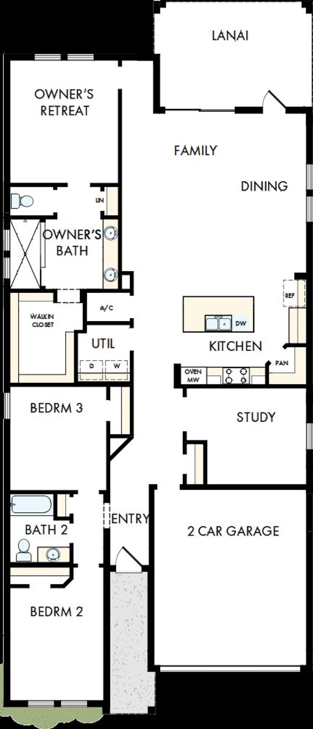 2D floor plan layout of this home in North River Ranch – Garden Series, Parrish, FL (Image 2).